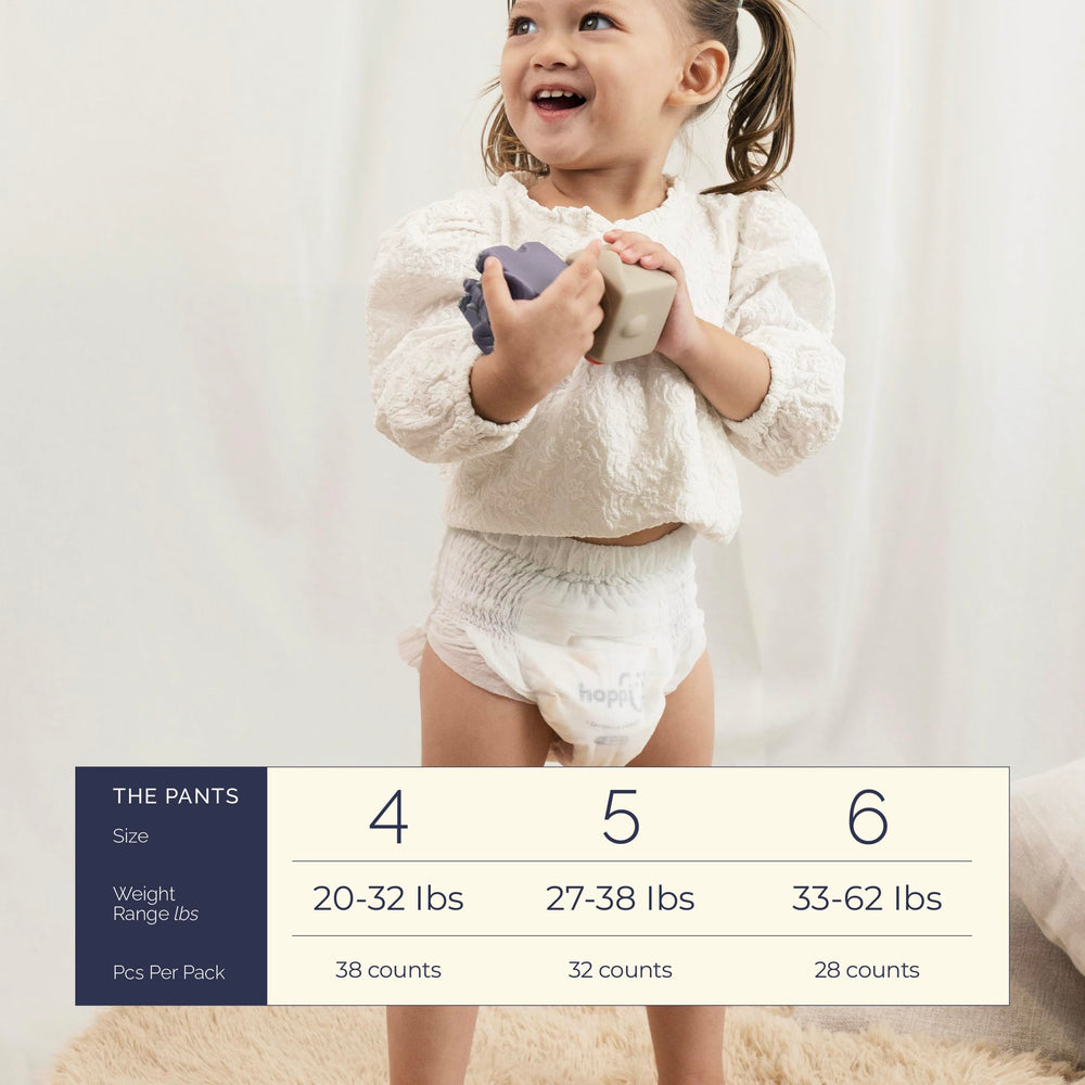 Hoppi size 4 training pants fit active toddlers without sagging.