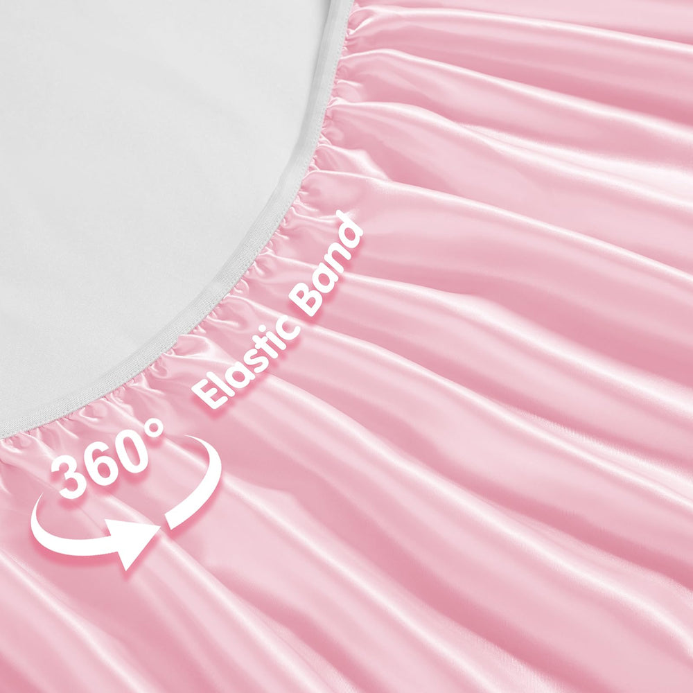 Horbaunal white satin crib sheet on crib showcases easy-care finish