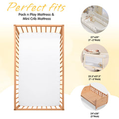 Horbaunal satin mini crib sheet with deep-pocket 5in design.