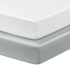 Horbaunal satin pack n play sheet in white with soft-touch finish for baby comfort.