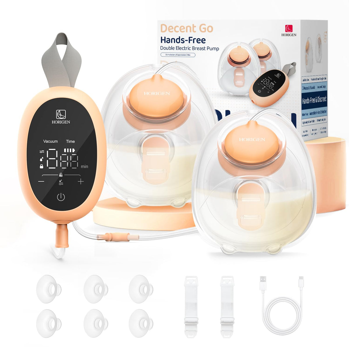 HORIGEN D6 wearable pump with 6oz cups for hands-free pumping