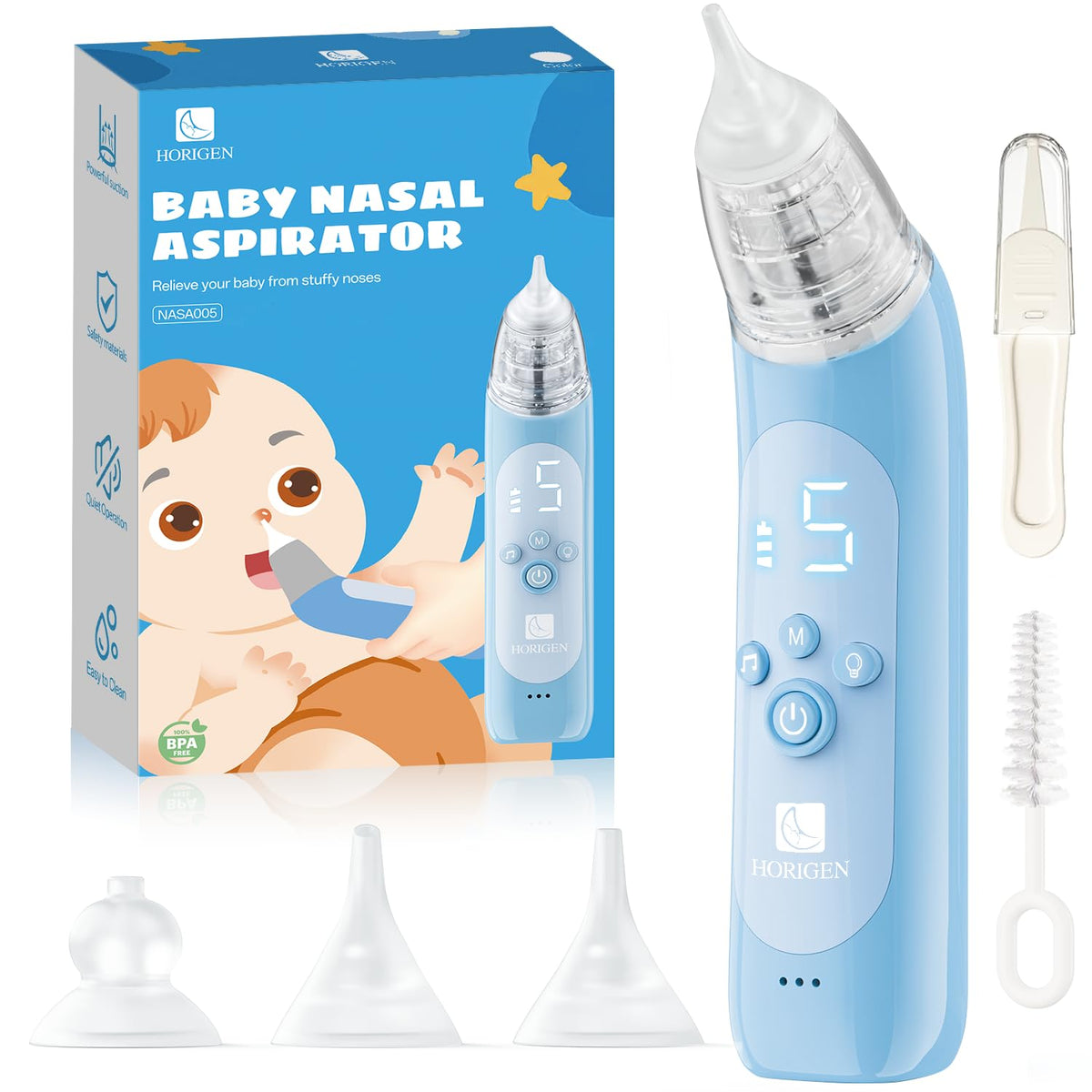 HORIGEN nasal aspirator in use helping baby breathe easier during sleep