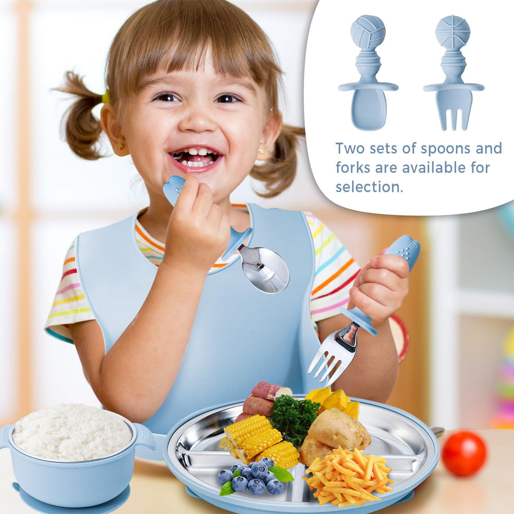 HORNORM stainless steel bowl with suction divider reduces spills.
