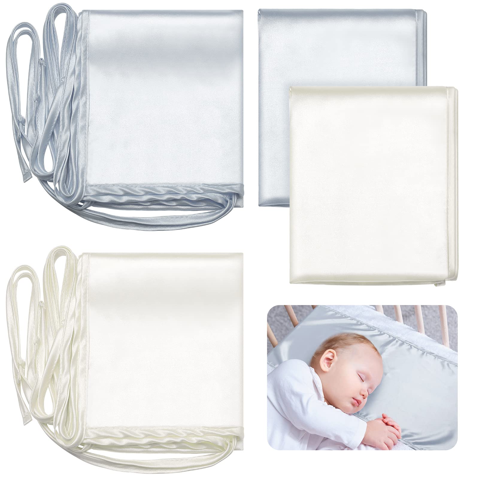 Hosuly 2pcs satin bassinet sheets packshot showing soft, durable baby bedding
