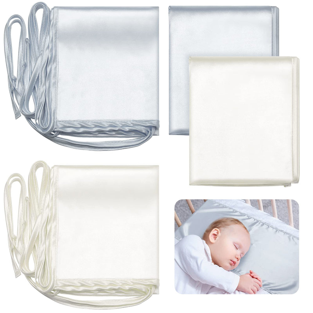 Hosuly 2pcs satin bassinet sheets packshot showing soft, durable baby bedding