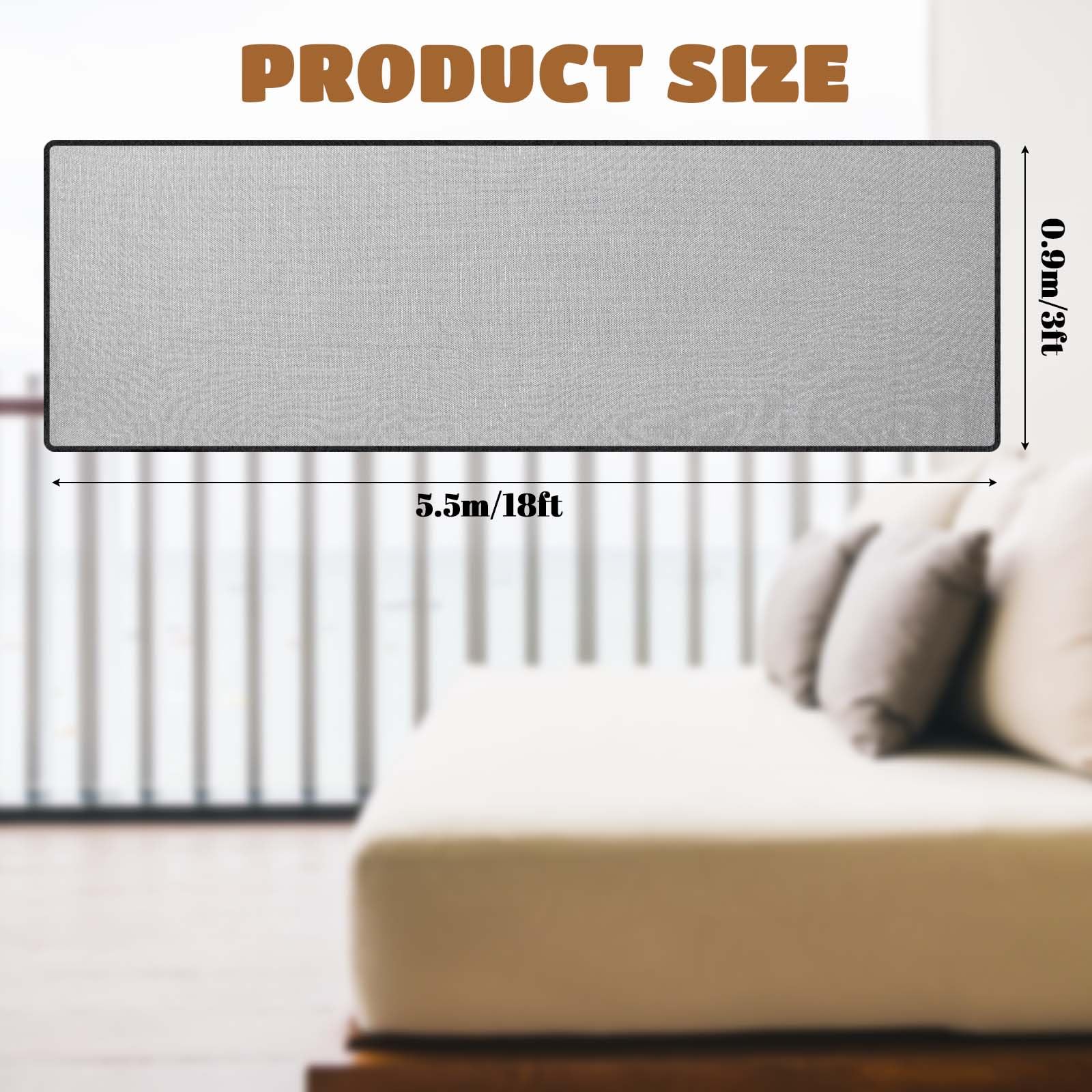Hosuly baby gate net with fine 0.5 cm mesh protects edges.