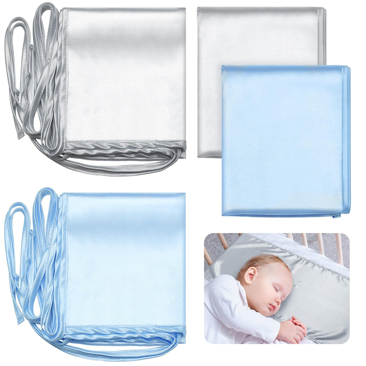 Hosuly satin bassinet sheet in gray close-up showing silky softness for newborns