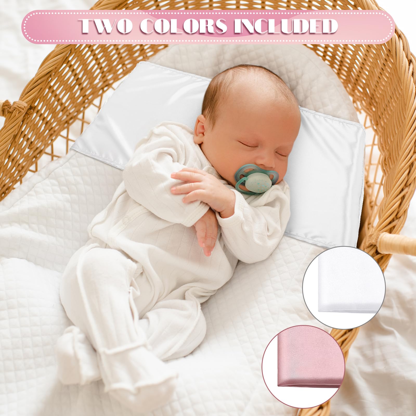 Hosuly satin bassinet sheet on a mattress shows secure edge band for easy changes.