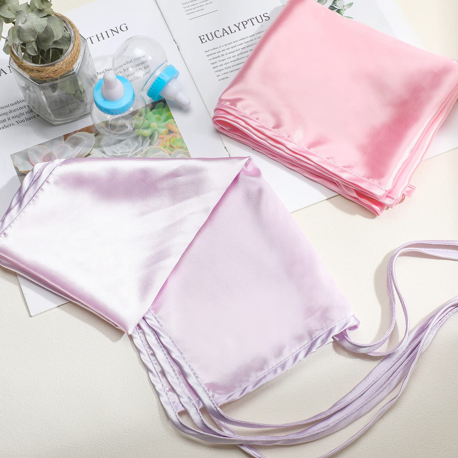 Hosuly packaging display of two pink and purple satin sheets