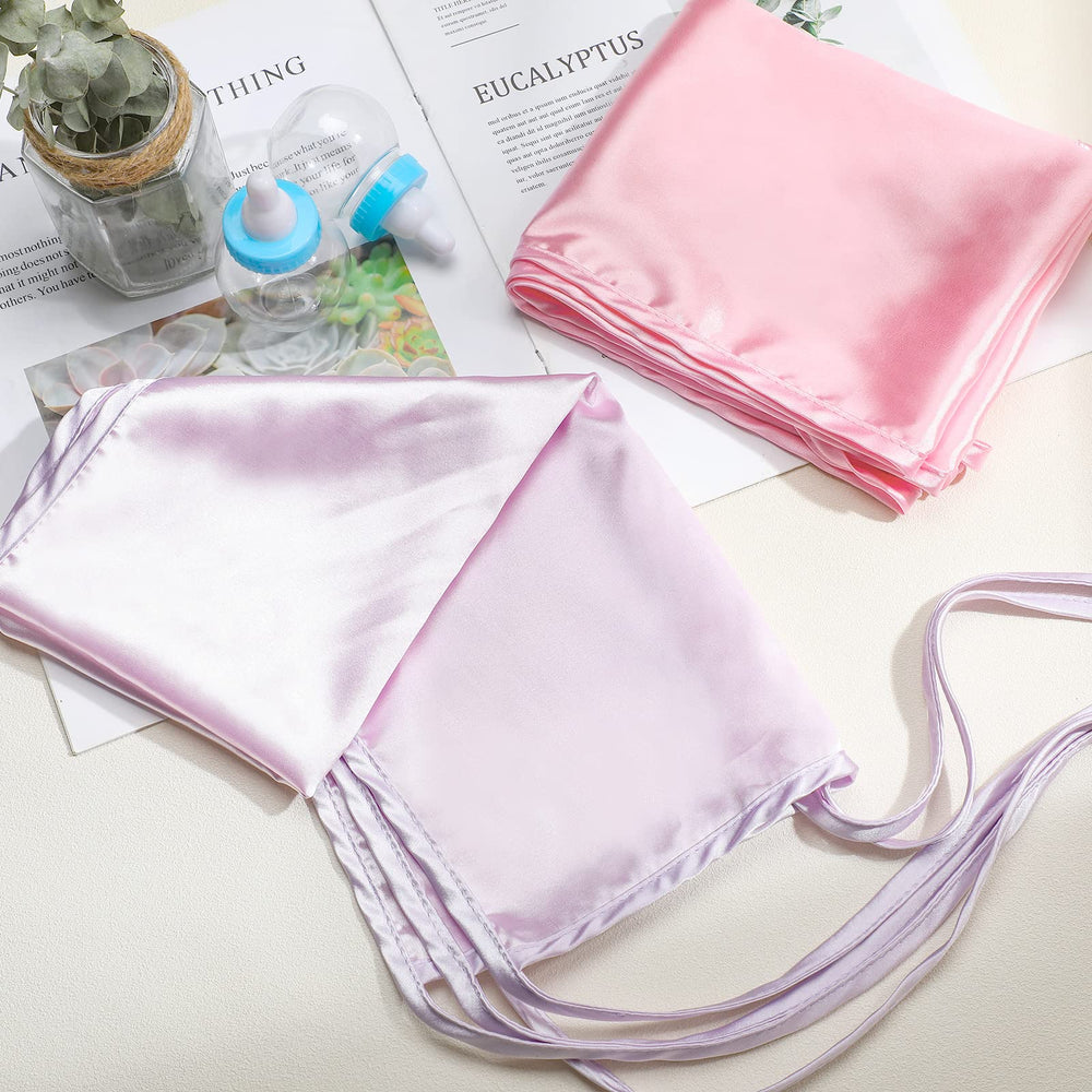 Hosuly packaging display of two pink and purple satin sheets