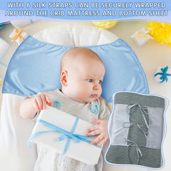 Hosuly satin bassinet sheet on rectangle bassinet demonstrating universal 29x12 inch size
