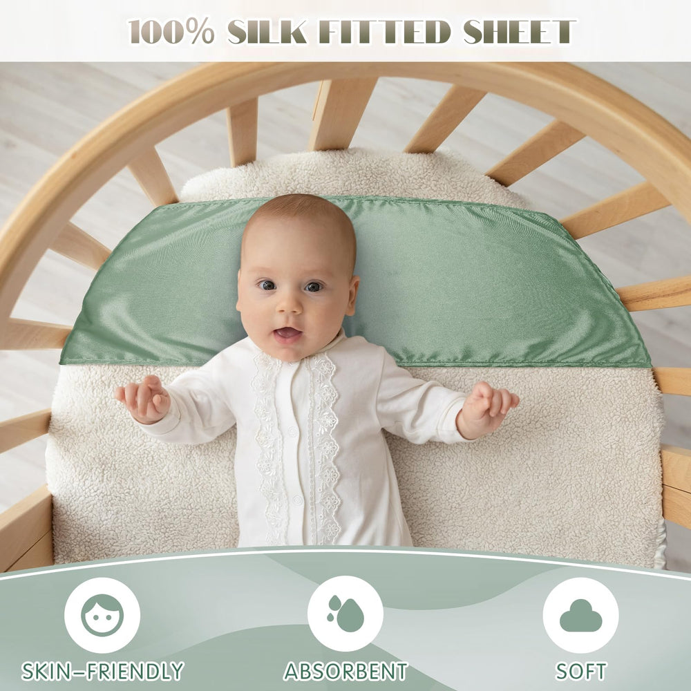 Hosuly satin bassinet sheet washable and reusable for easy care.