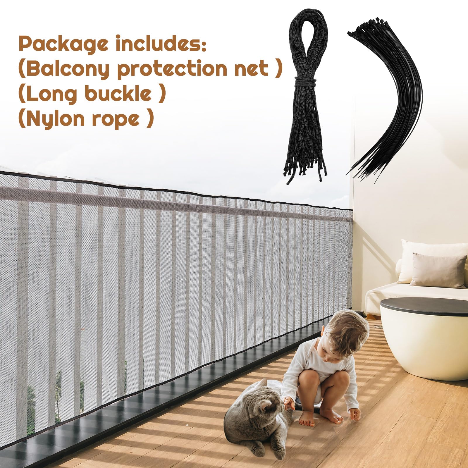 Hosuly stair barrier net with easy installation secures stairs safely