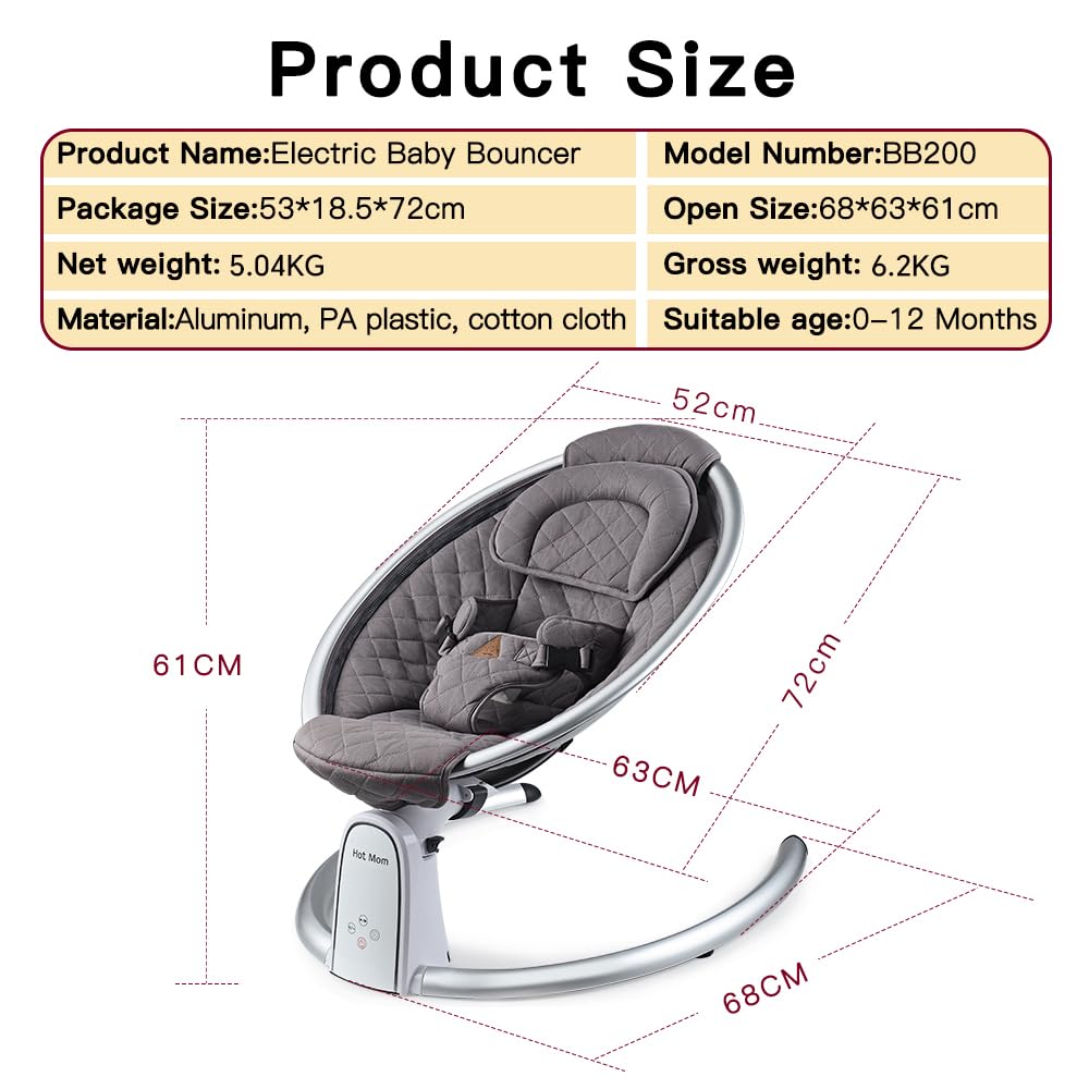 Hot Mom Upgrade Cotton Baby Bouncer demonstrating Relax, Play, and Feed modes.