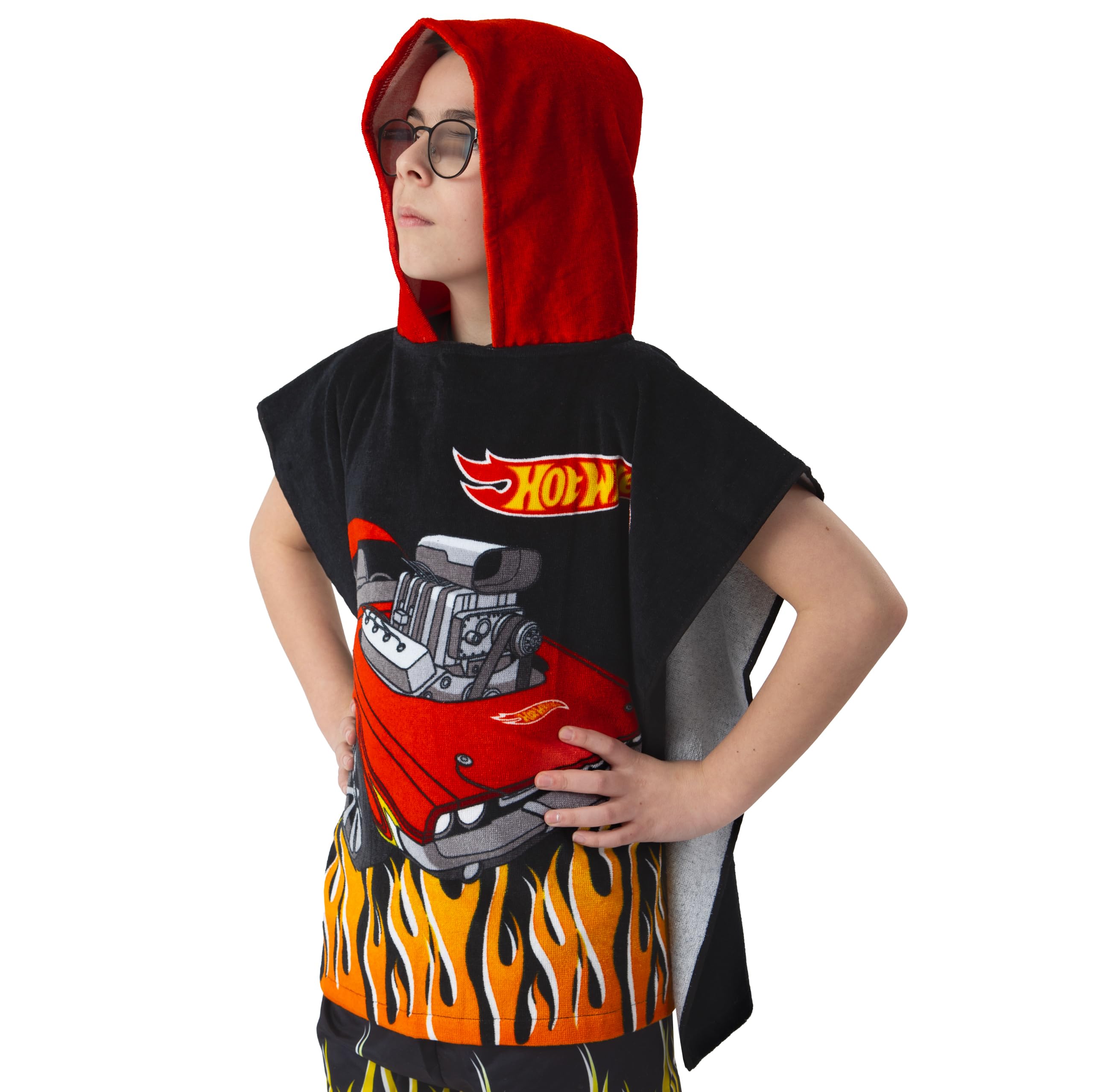 Hot Wheels flame graphic towel adds bold visual flair at the beach