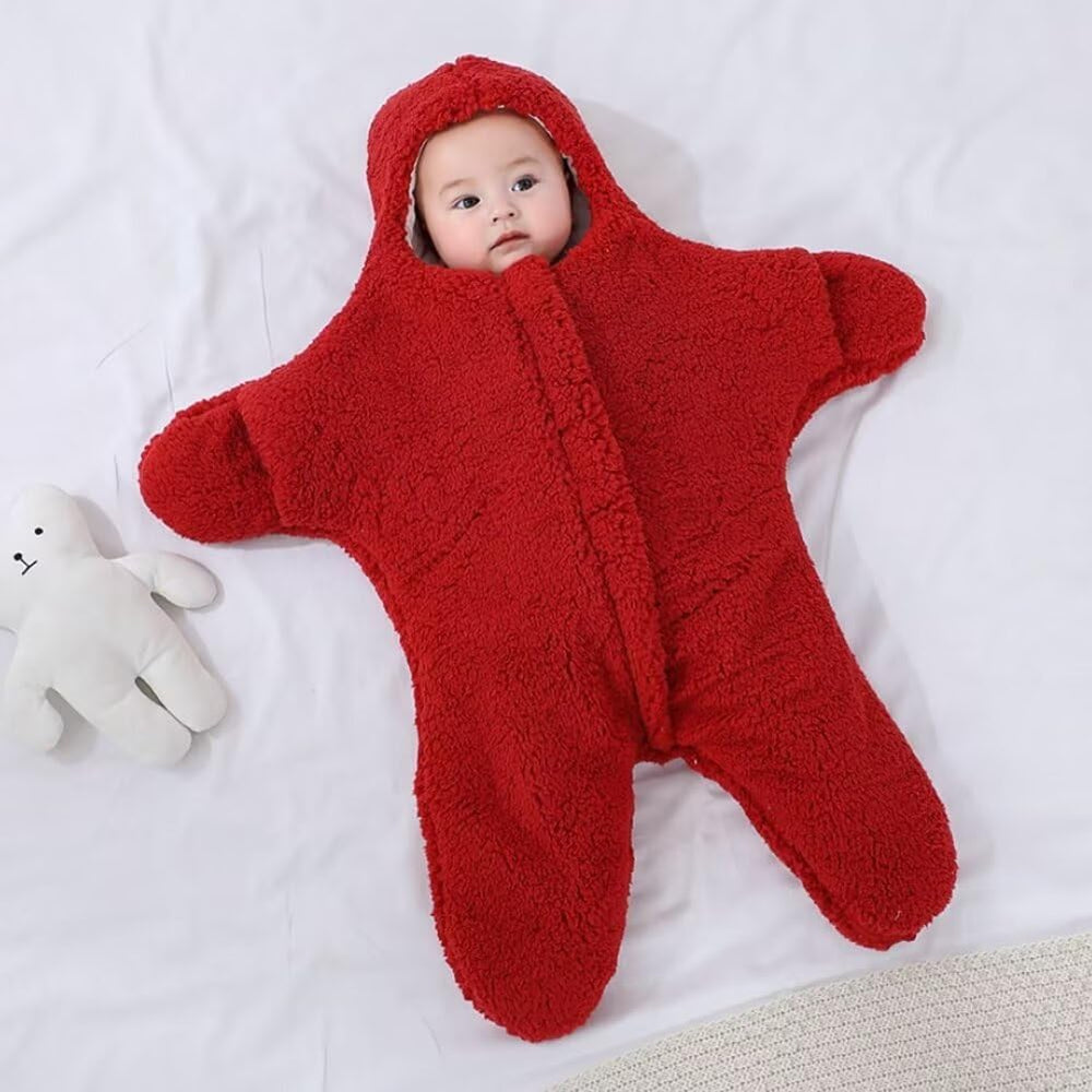HotBlizi Starfish Onesie with invisible zipper for safe swaddling.
