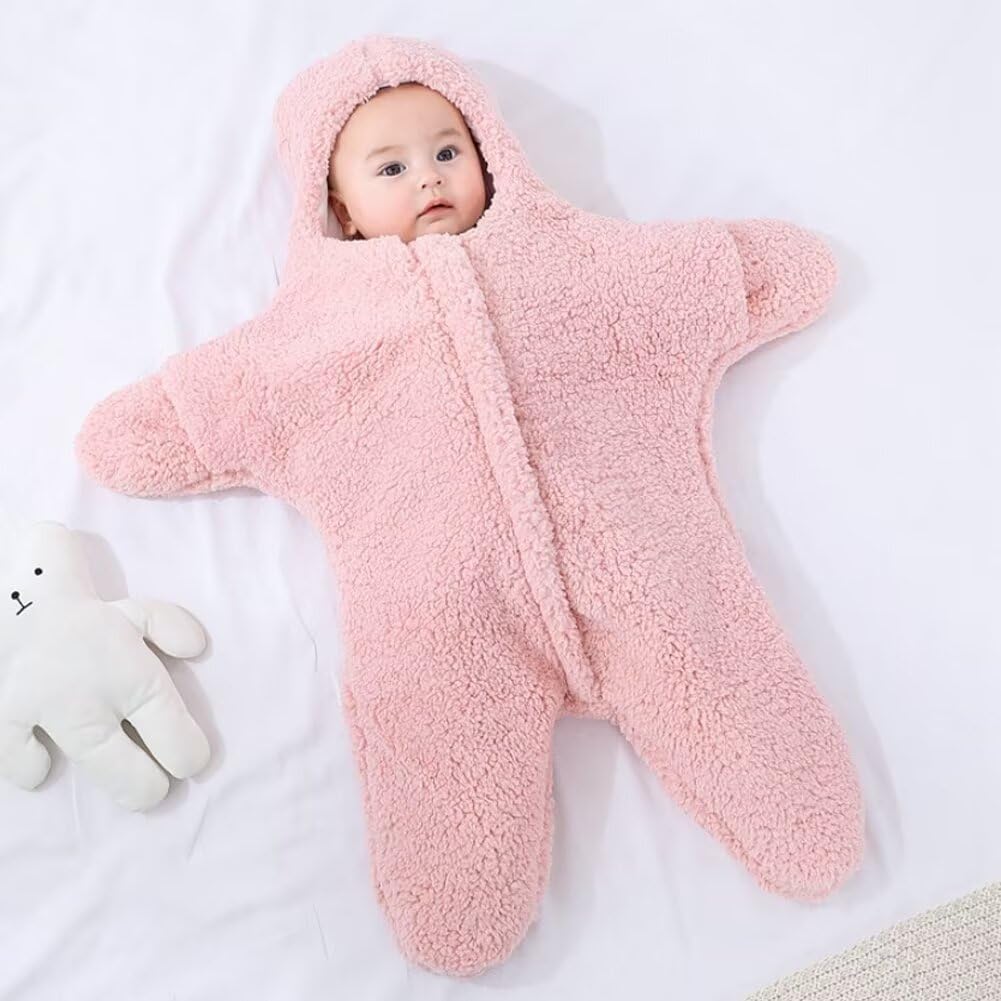 HotBlizi soft plush baby swaddle with hood enhances comfort and style