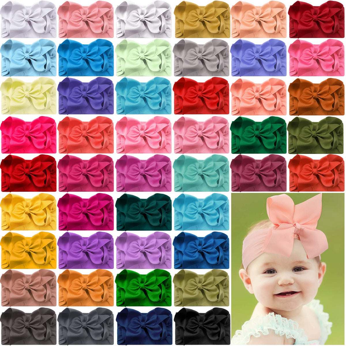 Hoteam baby bows headband in soft wide turban style for daily wear and photos.