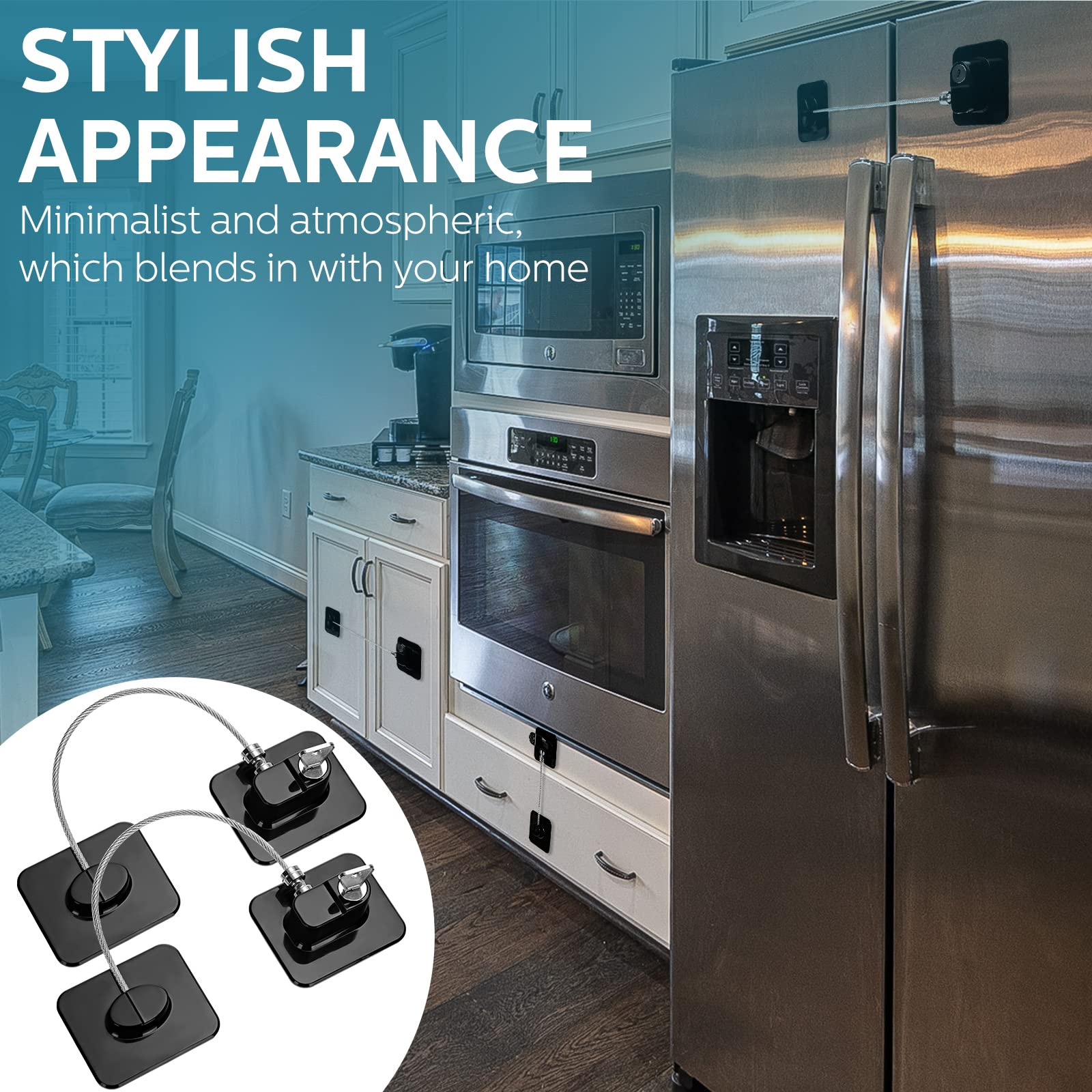 Hoteam black modern kitchen lock blending with contemporary decor