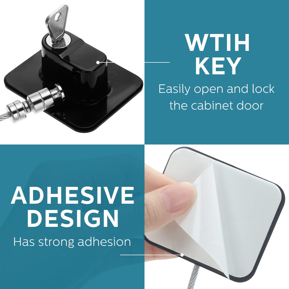 Hoteam cabinet door lock mounted on a surface with strong adhesive