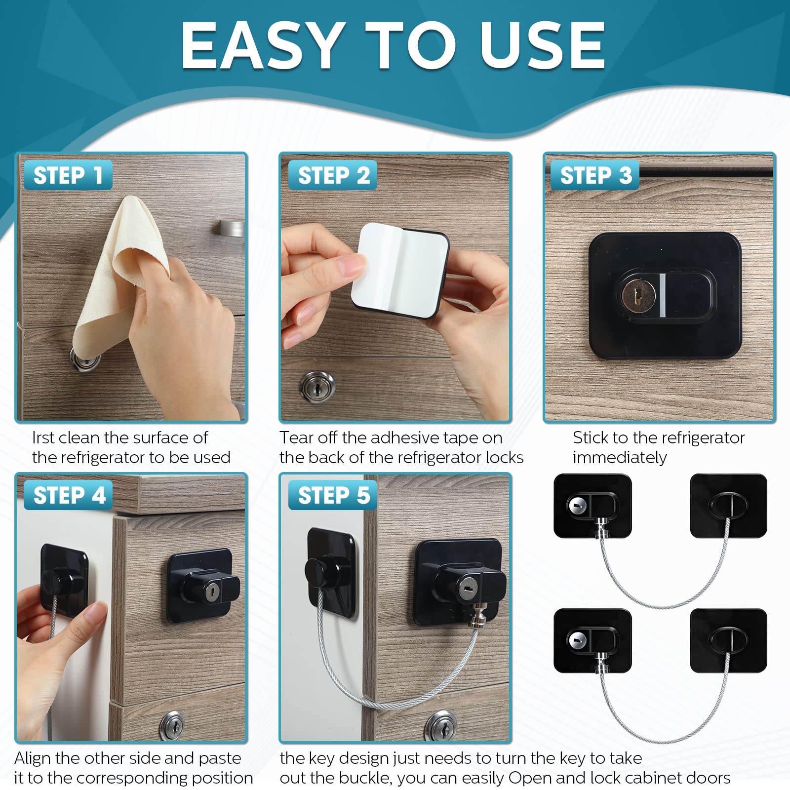 Hoteam multi-surface lock shown on tile or glass for versatile use