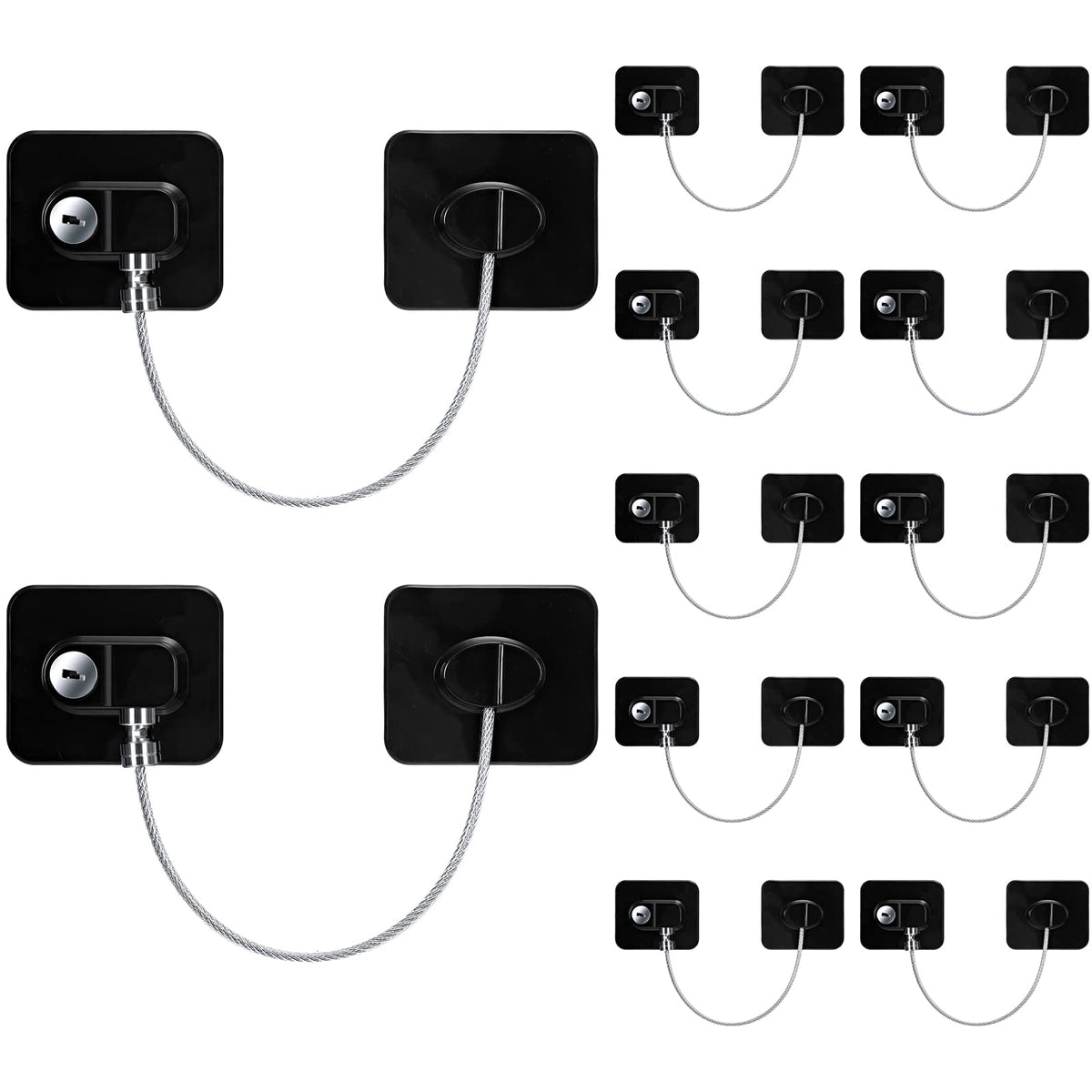 Hoteam refrigerator lock adhesive black on fridge surface for simple childproofing