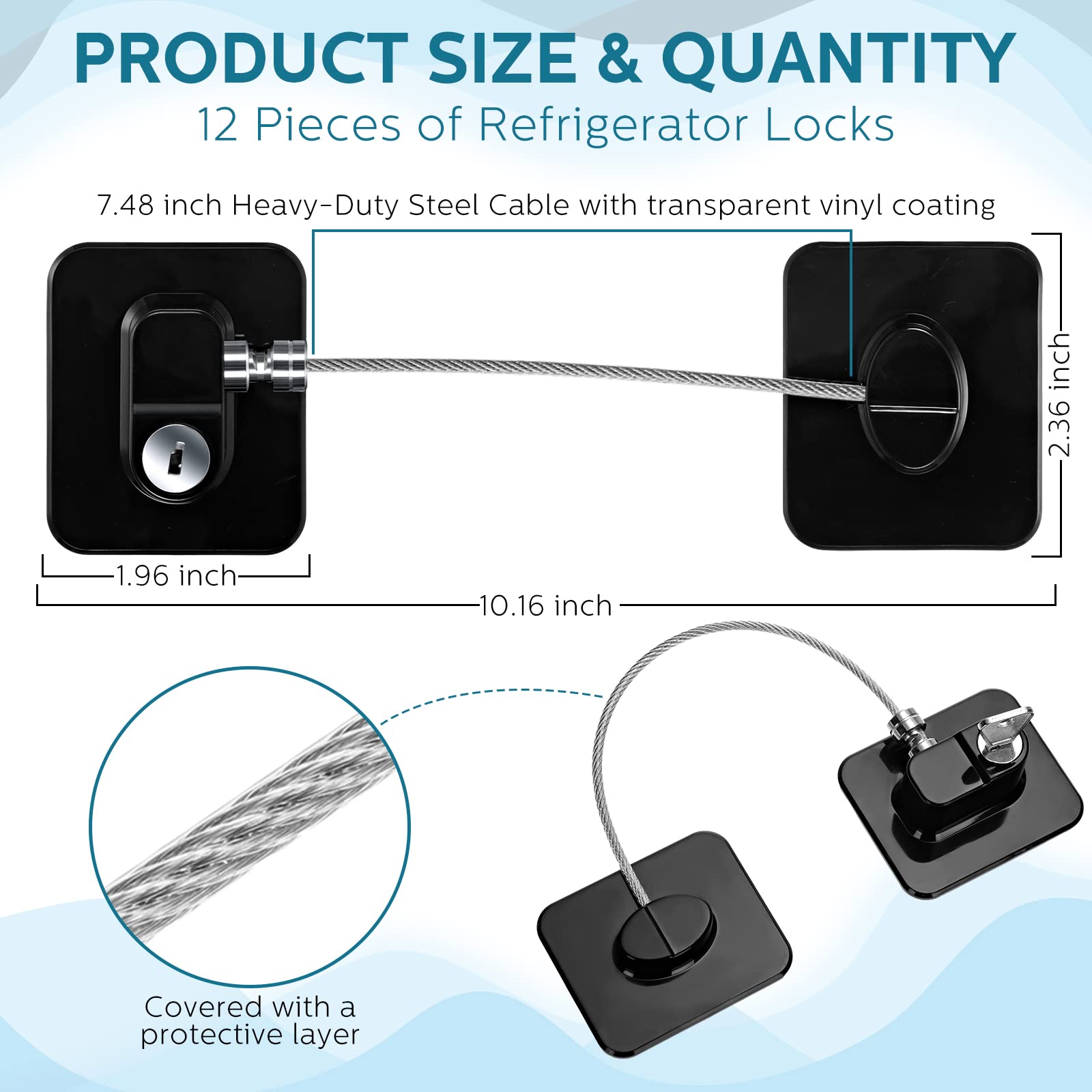 Hoteam 12-pack keys included with the fridge locks for easy access