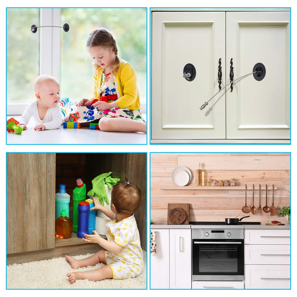 Hotop cabinet locks in white and black show versatile safety options.