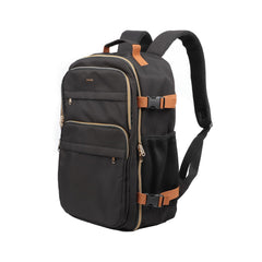 HOTOR travel backpack for women front view in black, ideal for daily carry.