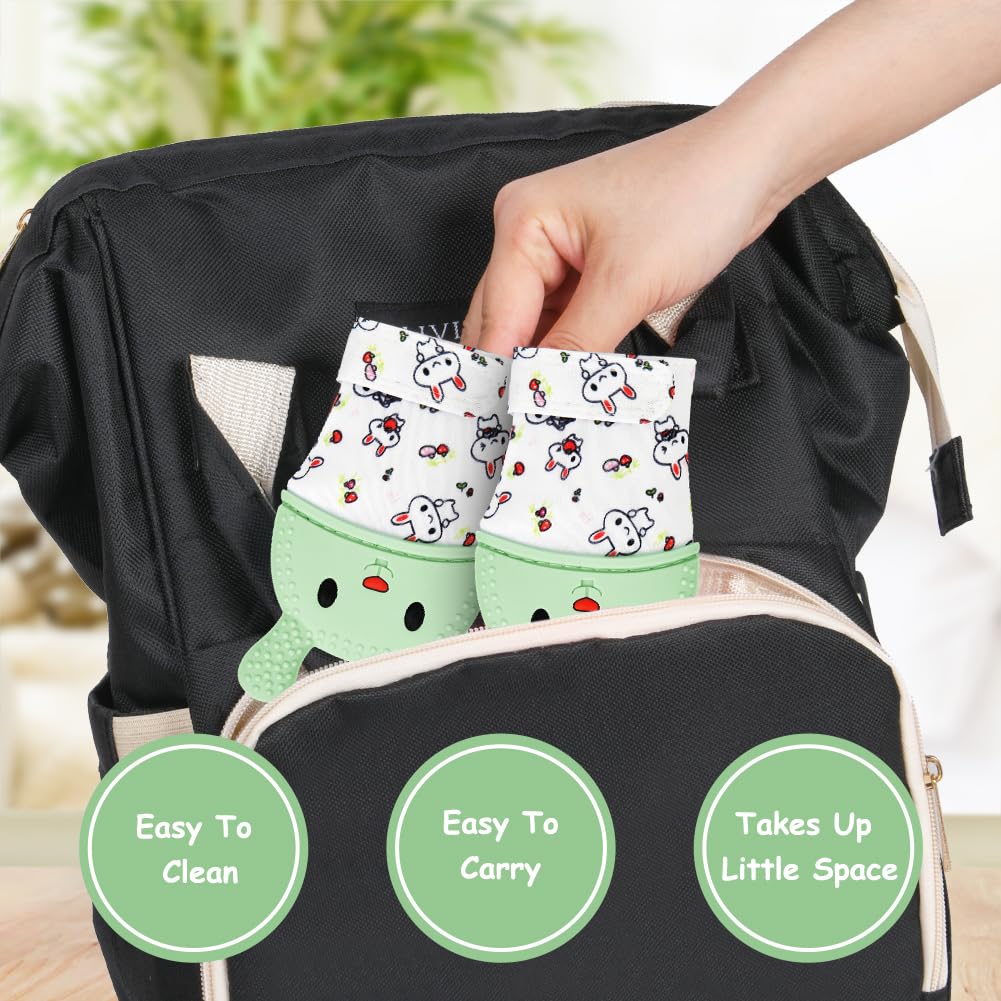 HOTUT teething mitt adjustable strap secures a comfortable fit.
