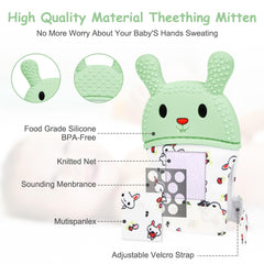 HOTUT teething mitt hamburger close-up stimulates senses while teething.