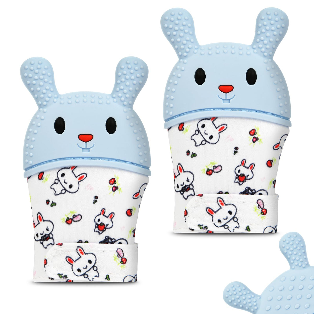 HOTUT rabbit teething mitten with textured bumps for gum soothing