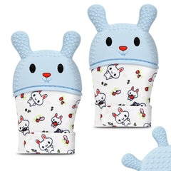 HOTUT rabbit teething mitten with textured bumps for gum soothing