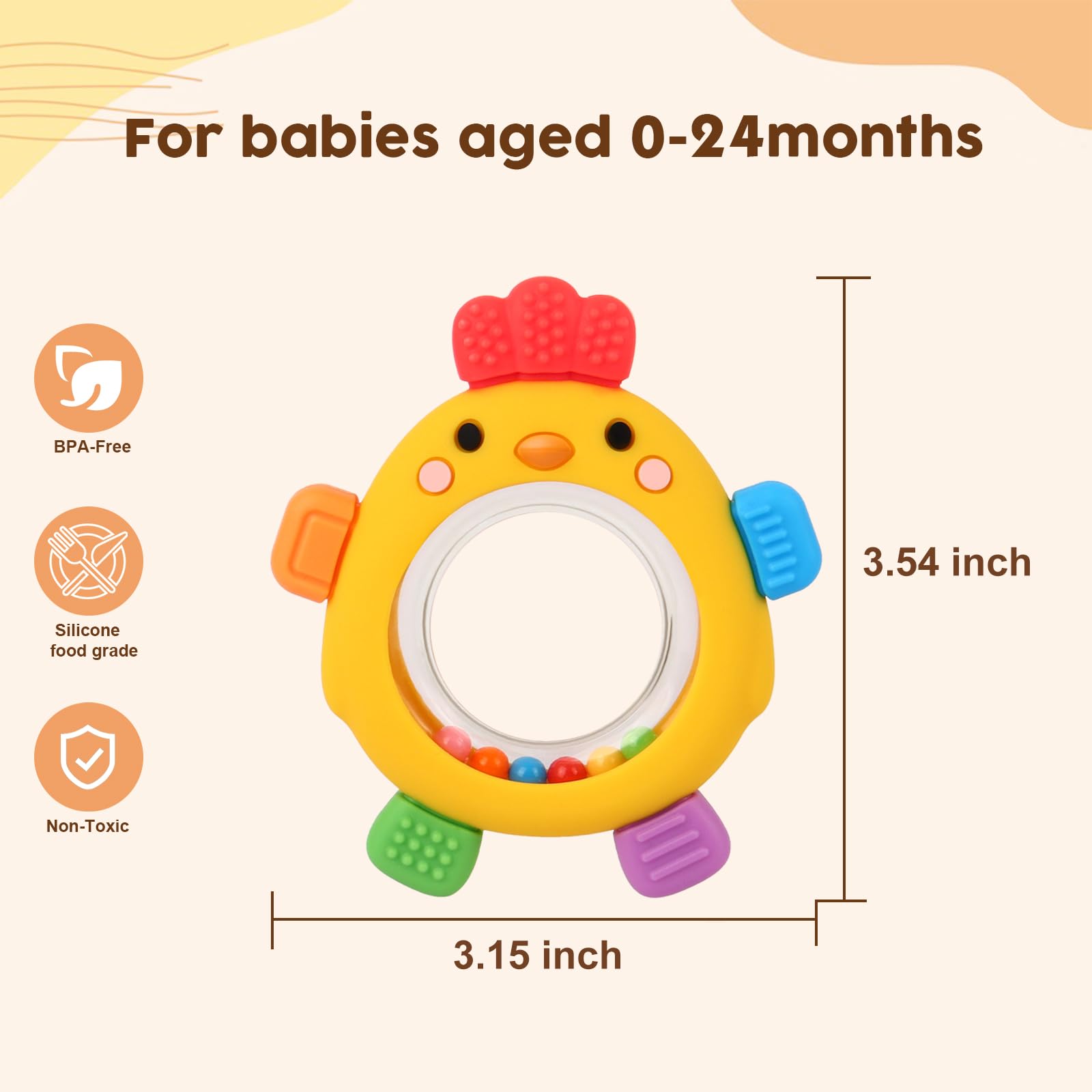 Houcopa BPA-free silicone teether ensures safe teething play.