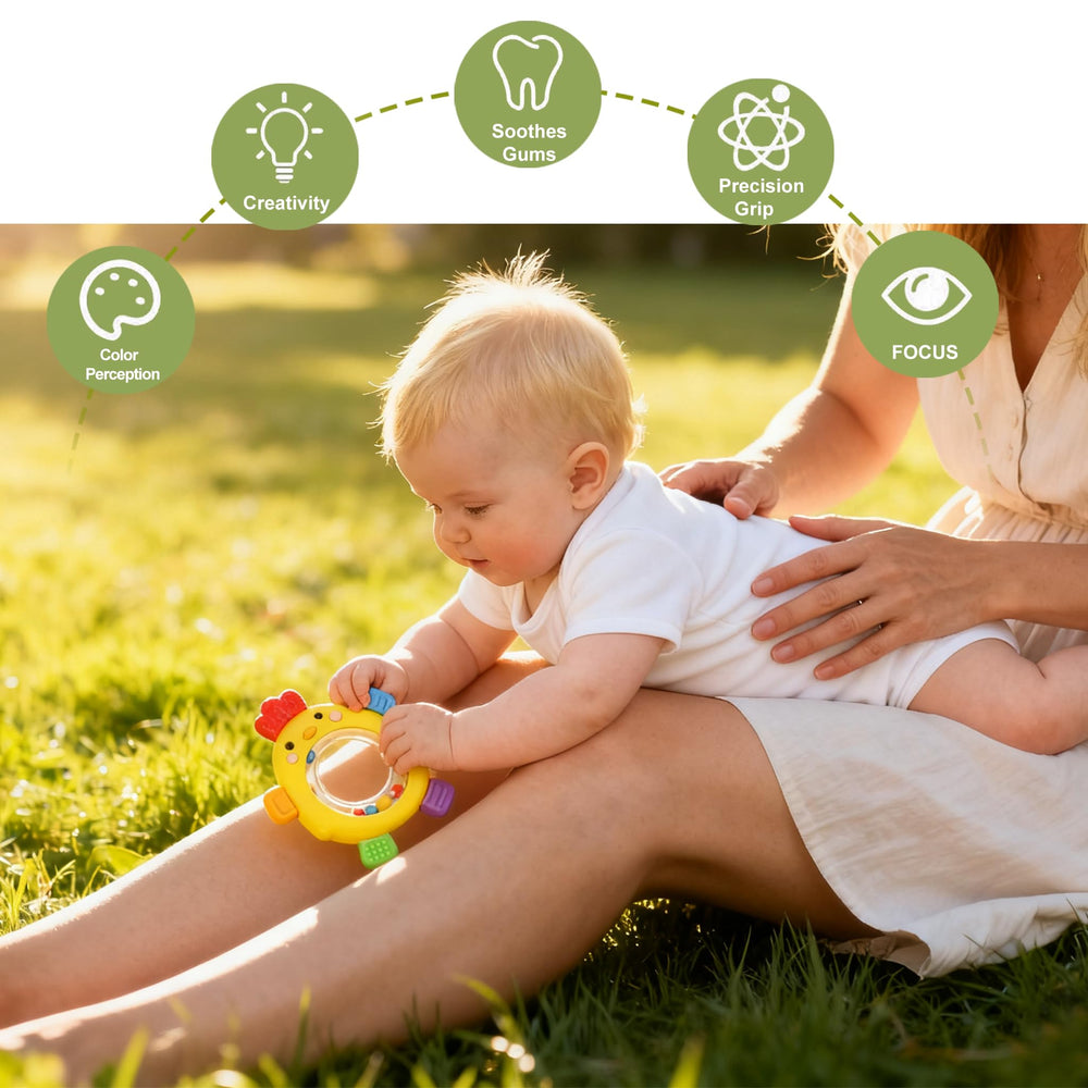 Houcopa lightweight ring teether fits tiny hands for early motor skills.