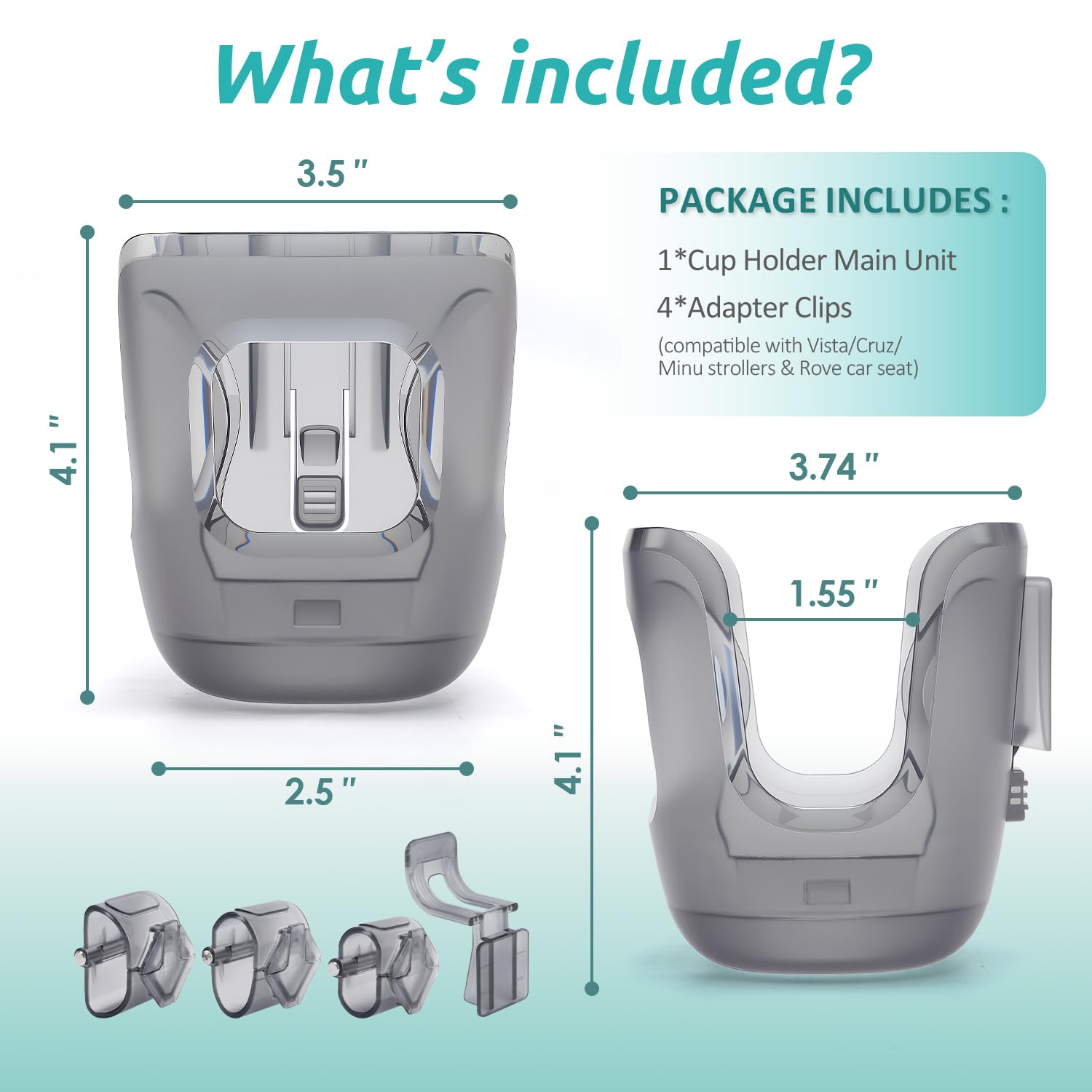 HOULIY Stroller Cup Holder BPA-free, durable for daily use.