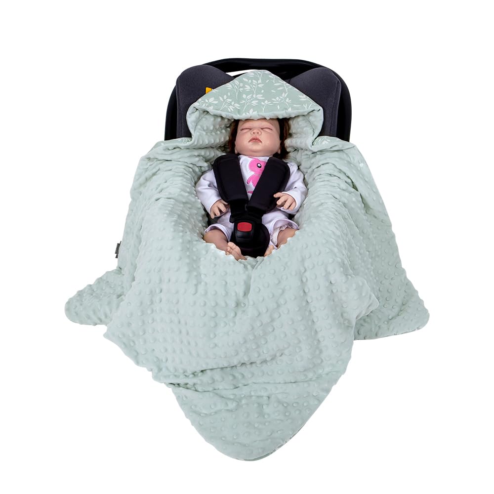 HOUSBAY light green hooded swaddle ideal for travel and naps
