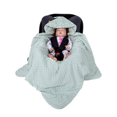HOUSBAY light green hooded swaddle ideal for travel and naps