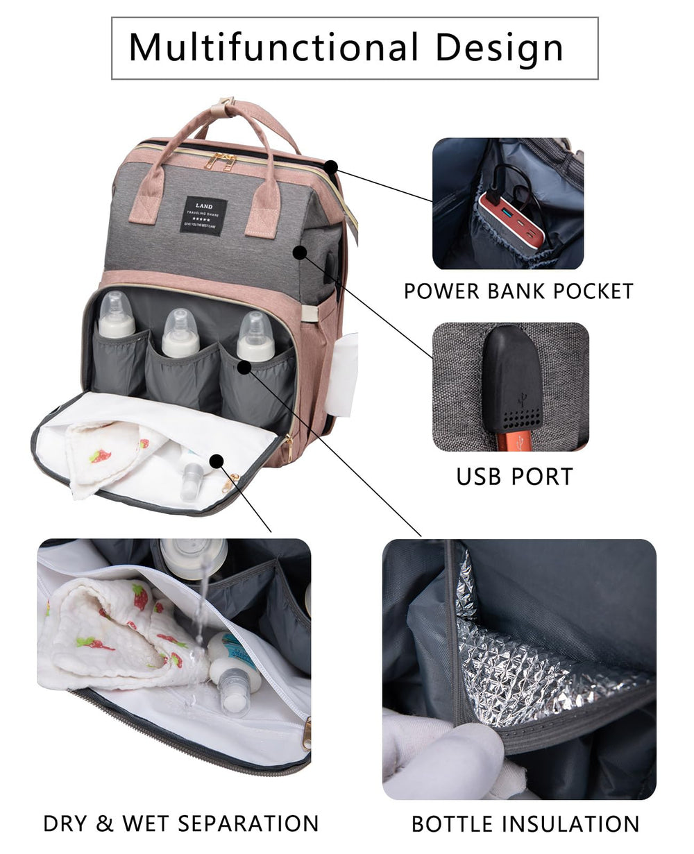 Houscly diaper bag side pockets hold water bottles and wipes for quick access.