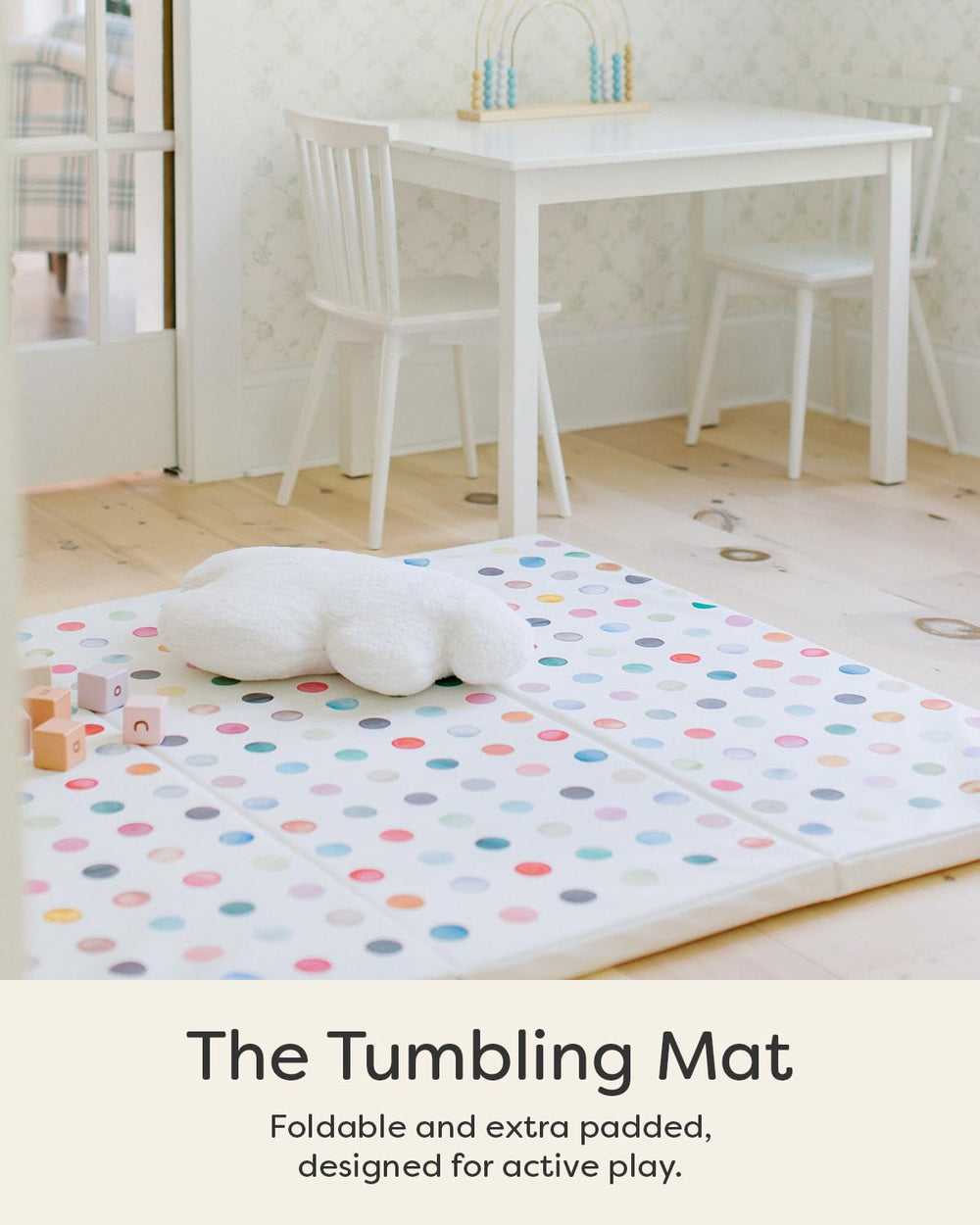 House of Noa mat with hand-illustrated cover adds style and easy wipe-clean care.