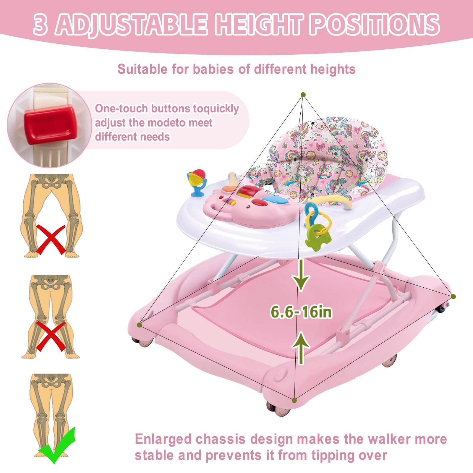Howeemo 5-in-1 foldable baby walker folds for compact storage.