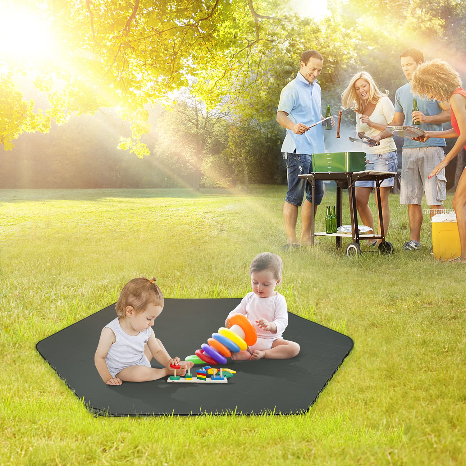 Hoybell hexagon mat designed for indoor and outdoor use and easy cleaning.