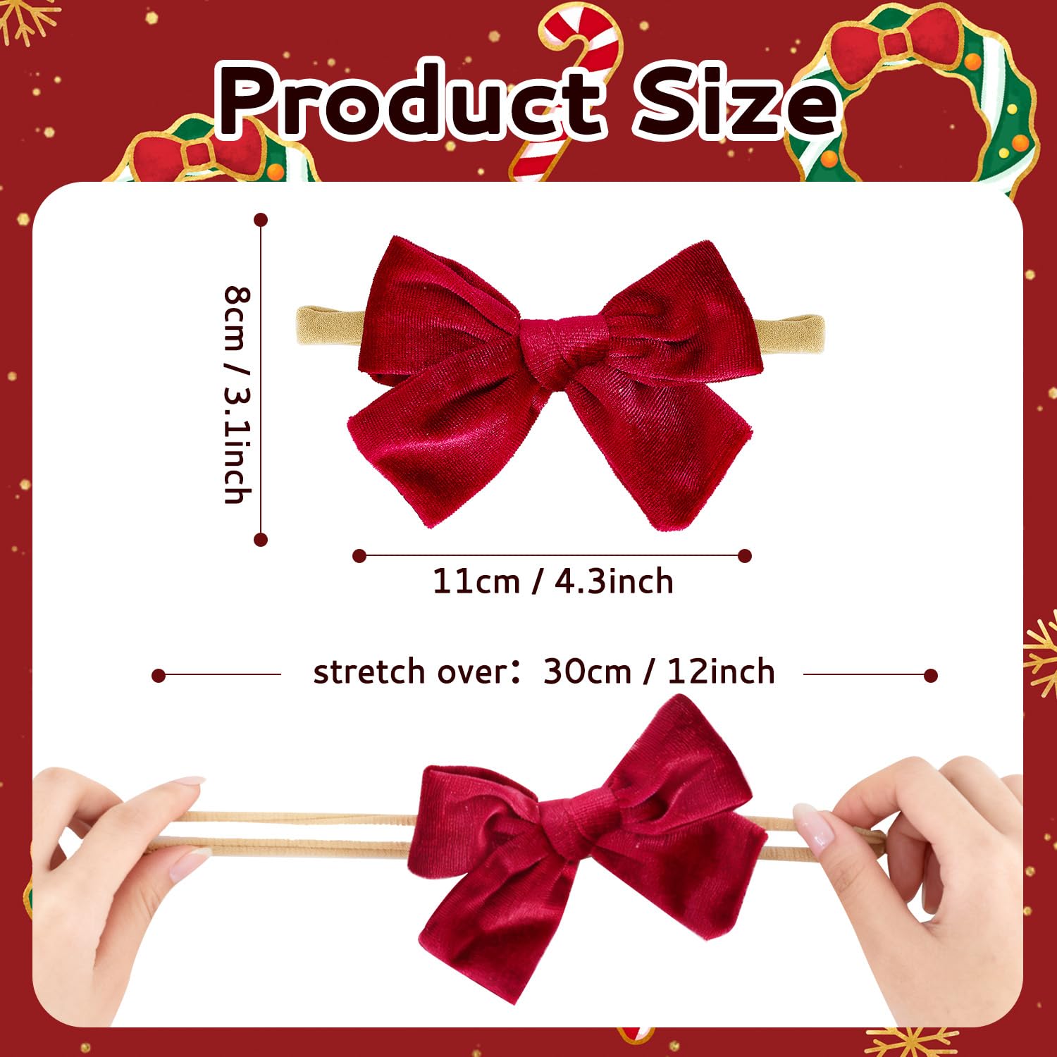 Hoyuwak newborn headband velvet nylon offers comfortable all-day wear for festive photos.