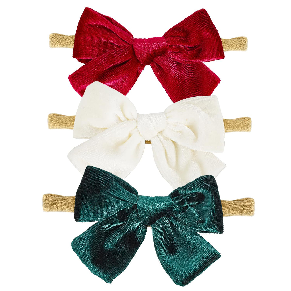 Hoyuwak velvet baby bow set enhances newborn outfits with soft texture and secure nylon headband.