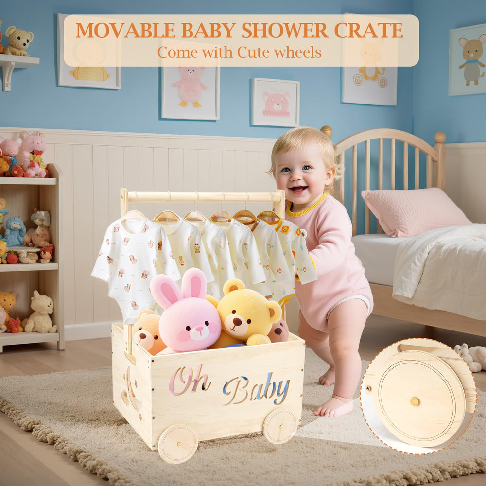 Hoywoul crate side view showing moon and stars design.