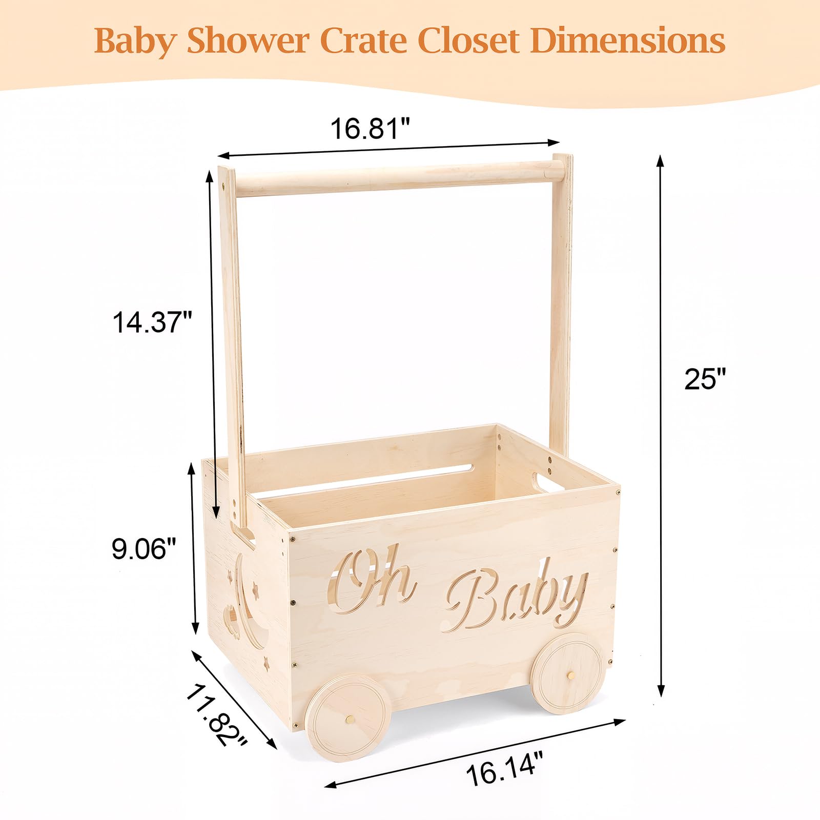 Hoywoul baby shower crate with handle for flexible placement.