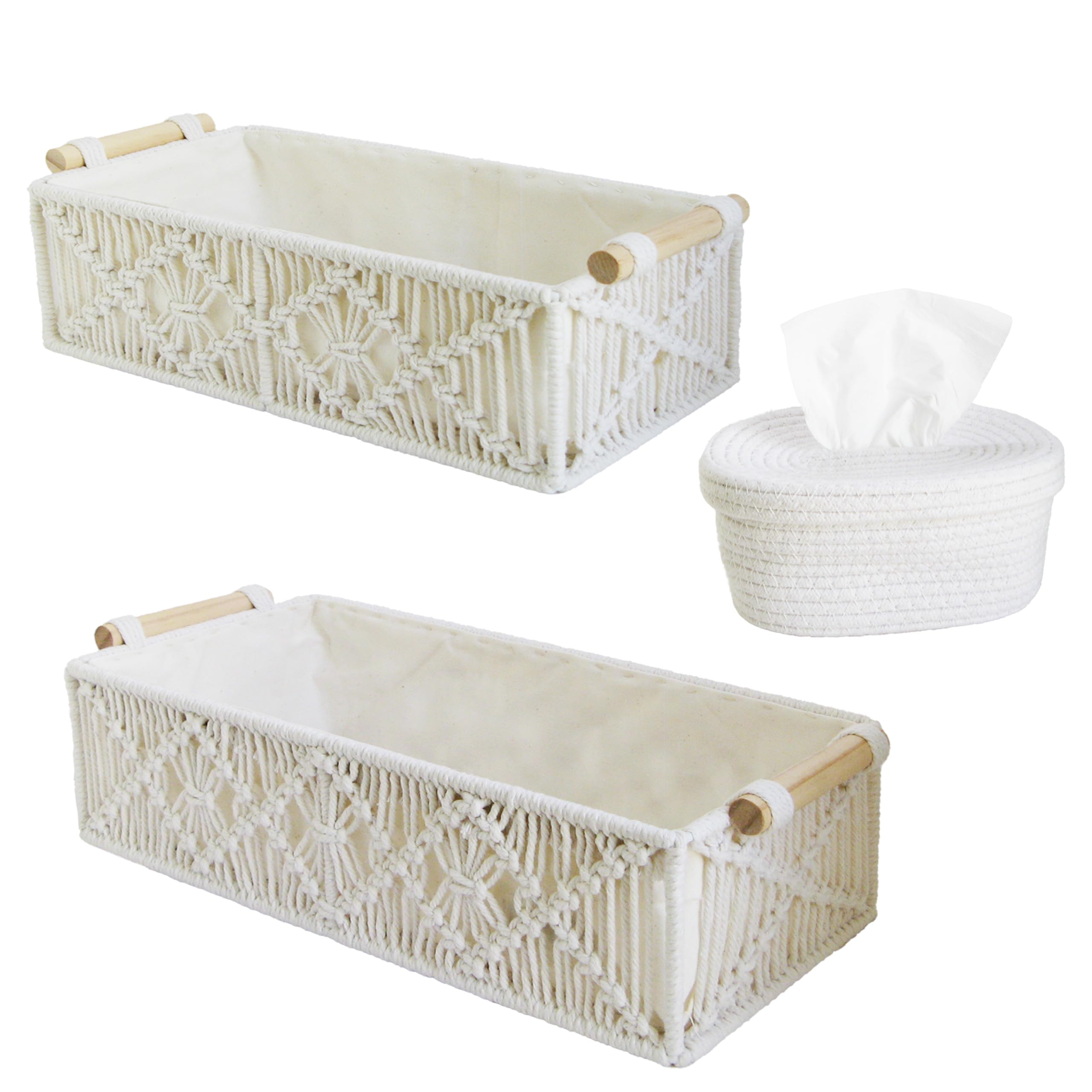 HOZII@FAB macrame basket large front view for sturdy home storage