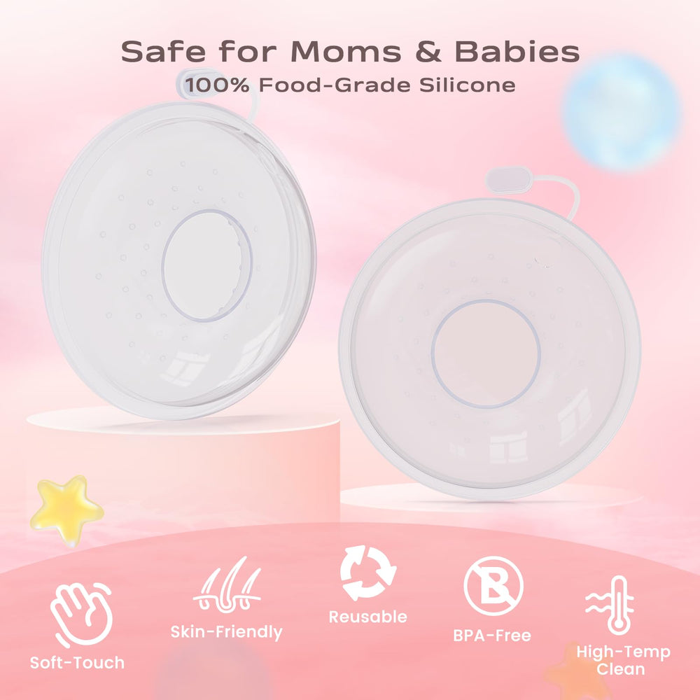 Hranio BPA-free milk catcher in soft silicone cushioning the chest