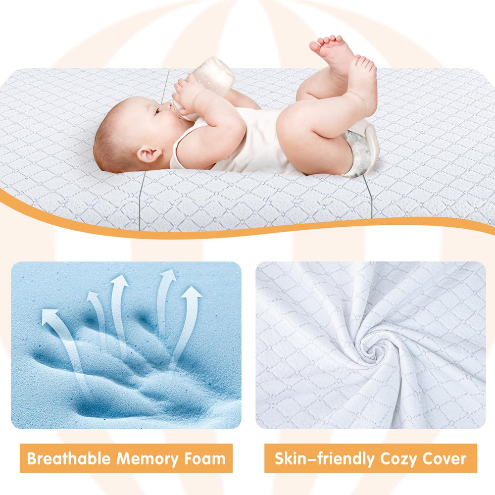 HREVAI blue cooling memory foam layer provides gentle temperature regulation