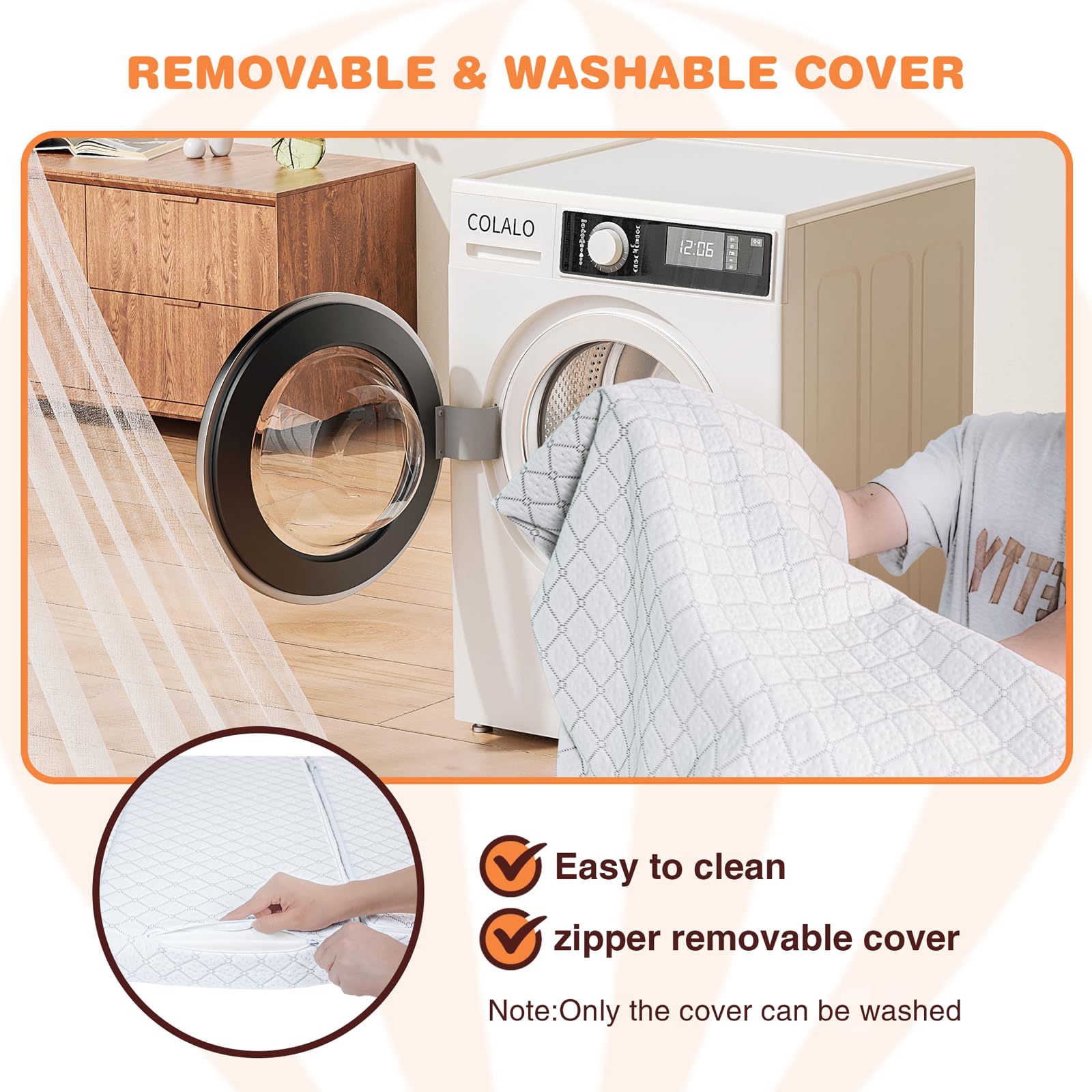 HREVAI removable zipper cover for easy machine washing and cleaning